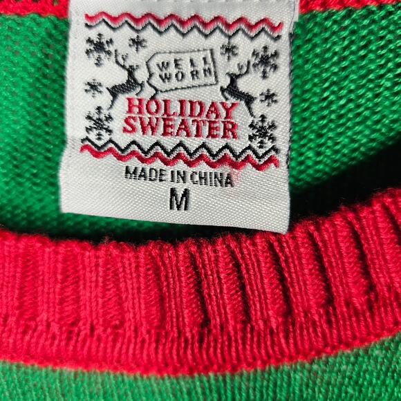 Well Worn Holiday Sweater Green with Red Metallic Bow NWT Women's M - Picture 3 of 8